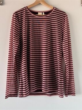 NWT Beyond Nine Bon Bon Stripe Mesh Top